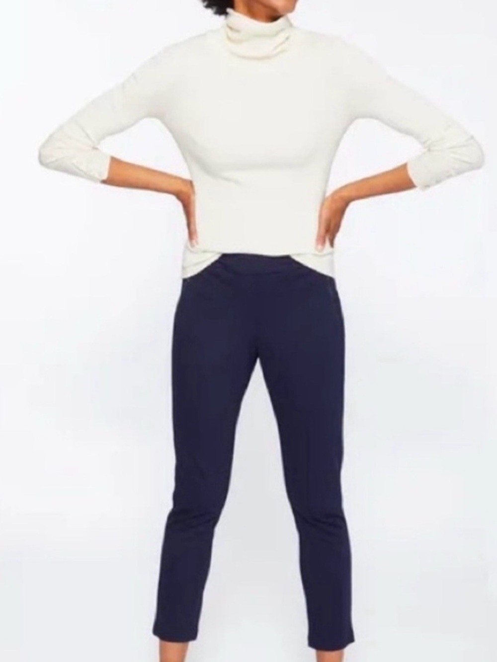 J.McLaughlin Women’s Skinny Mid-Rise Nylon Blend Ankle Trousers Navy Size 12